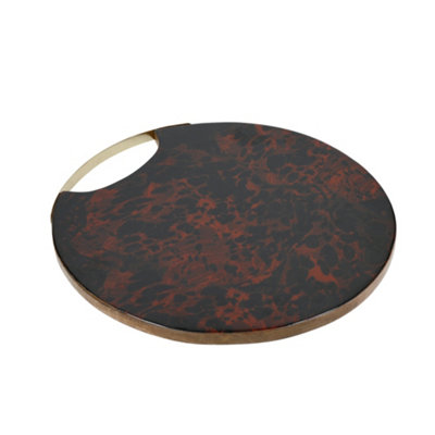 Artesà Mango Wood Round Serving Platter With Tortoiseshell Resin Finish from B&Q