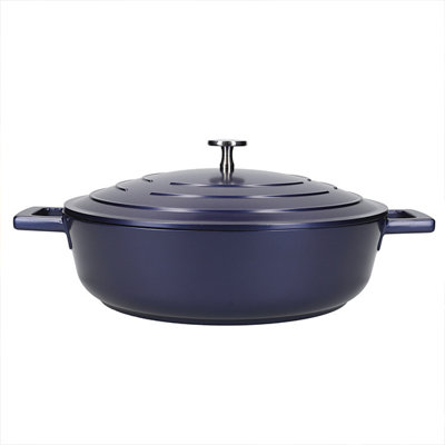Rackhams Blue Shallow 4 Litre Casserole Dish With Lid - Metallic - Aluminium - Casserole Dish - Image 13