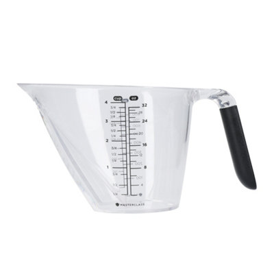 Masterclass Angled Measuring Jug, Clear Bpa Free Plastic Jug With Handle 1L