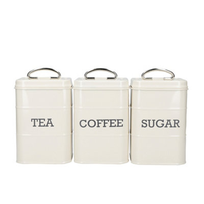 Kitchencraft Living Nostalgia TeaCoffee And Sugar Canisters In Gift BoxSteelAntique Cream from B&Q