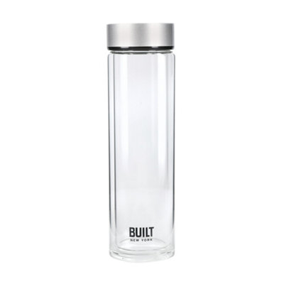 Built Tiempo 450ml Insulated Water Bottle - Glass Stainless Steel - Silver - Image 7