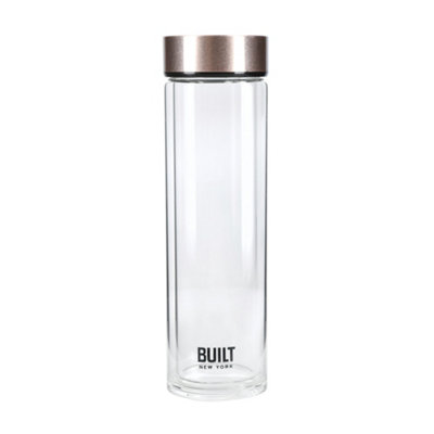 Built Gold Tiempo Insulated Water Bottle, Borosilicate Glass / Stainless Steel - Rose 450Ml