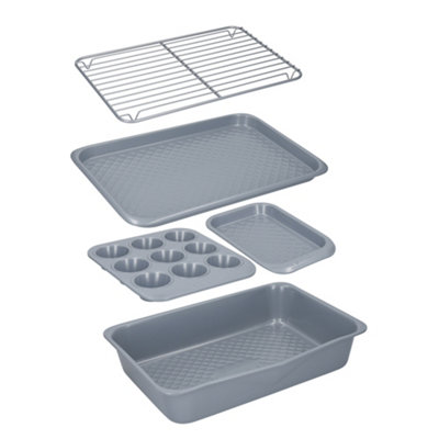 B&Q -  Smart Ceramic 5-Piece Stackable Bakeware Set With Chemical-Free Non-Stick