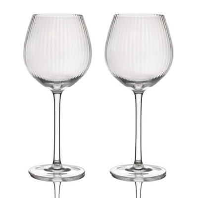 Barcraft Unisex Clear Set Of 2 Handmade Ribbed Gin Glasses In Gift Box In - Image 8