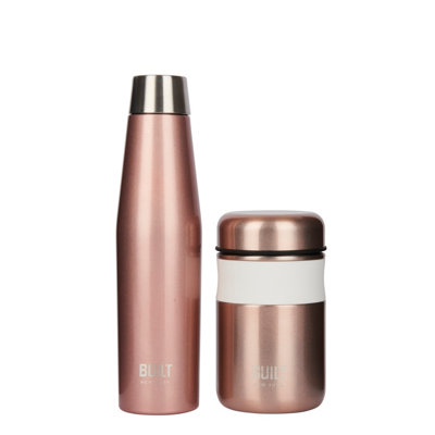 Built Apex Insulated Stainless Steel BPA Free Bottle & Food Flask - Rose Gold - Image 3