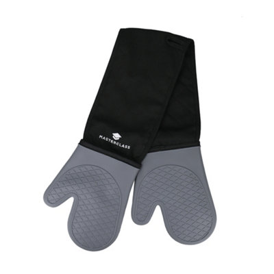 Masterclass Waterproof Silicone Double Oven Gloves With Thumbs Golden