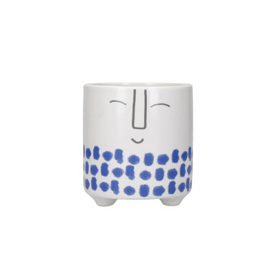 Kitchencraft Happy Face Planter, Dolomite, / White/Blue