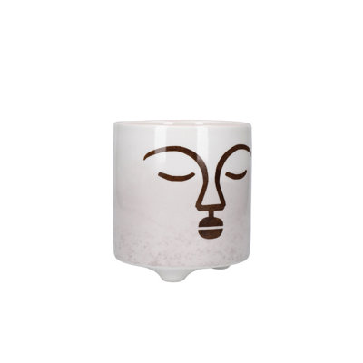 Kitchencraft Abstract Face Planter, Dolomite, / White/Brown