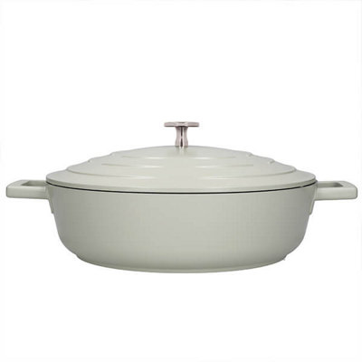Masterclass Green Cast Aluminium Shallow Casserole Dish, Mint 28Cm