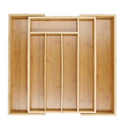 Copco Unisex Brown Bamboo Expandable Drawer Organiser, 35.5Cm X 25.5Cm X 5Cm In | Size: 35.5 Cm X 25.5 Cm X 5 Cm - Image 4