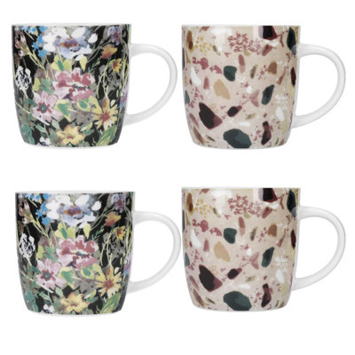 Kitchencraft Set Of 4 Terrazzo / Floral Ceramic Mugs from B&Q