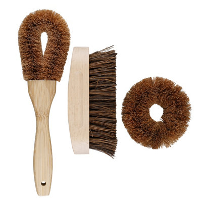 Natural Elements 3-Piece Eco-Friendly Coconut Fibre Brush Set from B&Q
