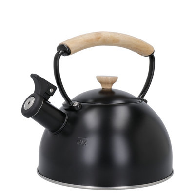 La Cafetière Whistling Kettle With Wooden Handle, 1.6L Black