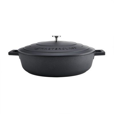 Masterclass Shallow Cast Aluminium Casserole Dish, 5L Black