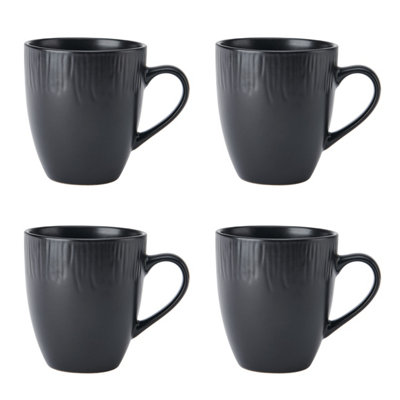 Mikasa Jardin Black Stoneware Mugs Dishwasher Safe 420Ml Gift Boxed Pack Of 4 from B&Q
