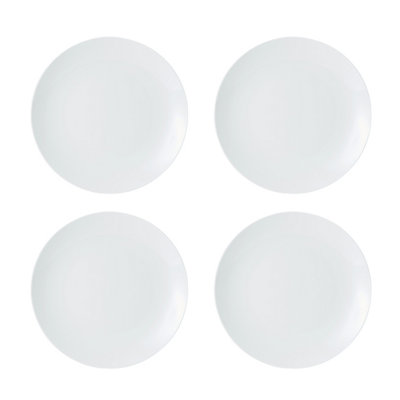 B&Q -  Chalk Porcelain Dinner PlatesSet Of 427CmWhite