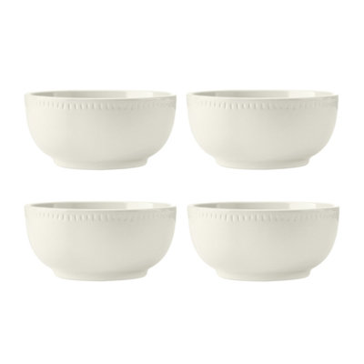 Rackhams Cream/White Cranborne Stoneware Cereal Bowls, Set Of 4, 15Cm, - Stoneware - Bowls - Image 9