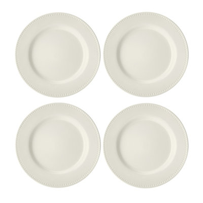 Mikasa Cranborne Stoneware Dinner Plates, Set Of 4, 27Cm, Cream