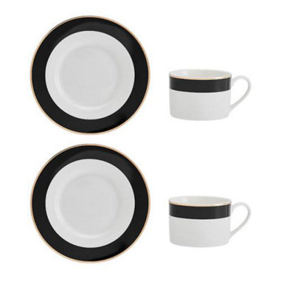 B&Q -  Luxe Deco Set Of 2 200Ml Teacups & Saucers