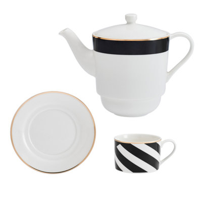 Mikasa Luxe Deco China Tea For One Set, White