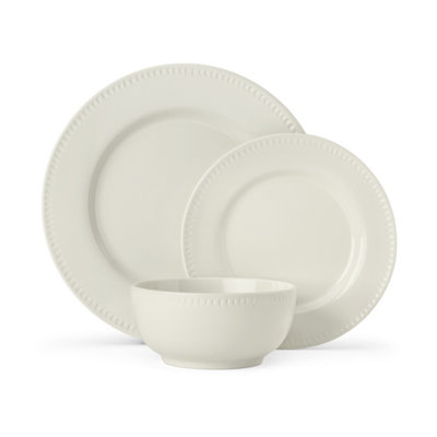 B&Q -  Cranborne White Stoneware 12Pc Dinner Set Dishwasher Safe Gift Boxed - Image 6