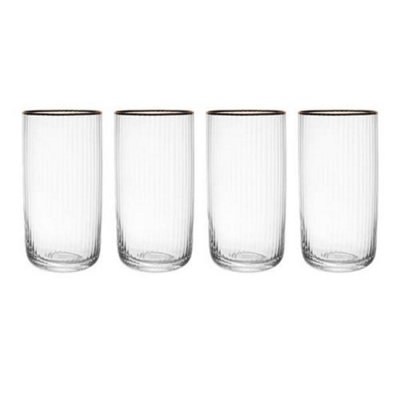 Mikasa Sorrento Ridged Crystal Set Of 4 510Ml Highball Glasses from B&Q