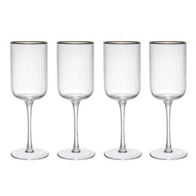 Mikasa Sorrento Ridged Crystal Set Of 4 450Ml Red Wine Glasses from B&Q