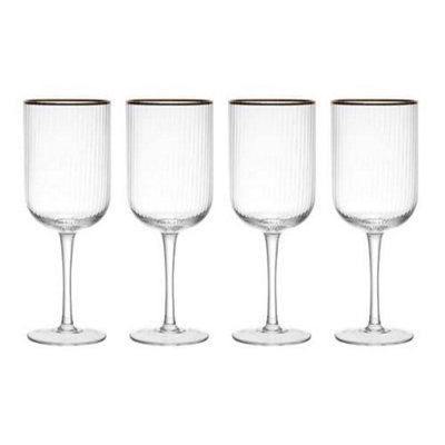 Mikasa Sorrento Ridged Crystal Set Of 4 400Ml White Wine Glasses from B&Q