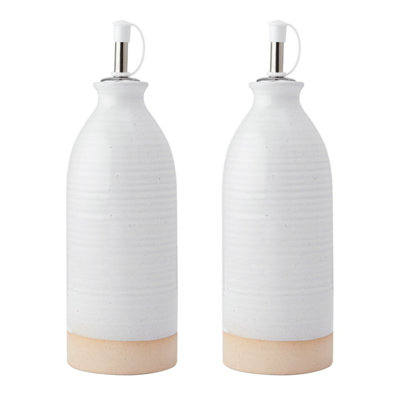 KitchenCraft Idilica Oil and Vinegar Bottles, Set of 2, Cream, 450ml - Image 6