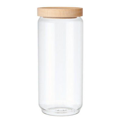Kitchencraft Idilica Glass Storage Jar With Beechwood Lid1000Ml from B&Q