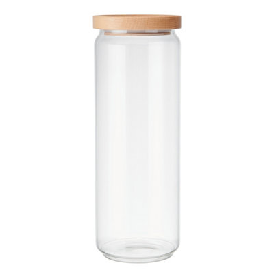 Kitchencraft Idilica Glass Storage Jar With Beechwood Lid1300Ml from B&Q