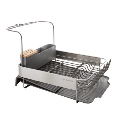 Kitchenaid Expandable Dish-Drying Rack With Glassware Attachment Grey