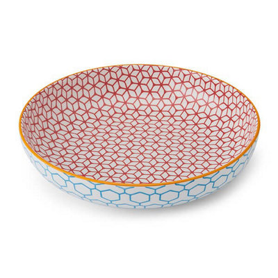 B&Q -  Geometric Blue 21Cm Coupe Bowl