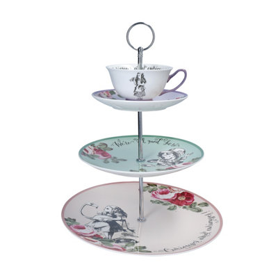 Mikasa And The V&a Alice In Wonderland Bone China 3-Tier Cake Stand from B&Q
