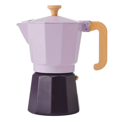 B&Q -  'venice' Purple Espresso Maker2-Tone 6 Cup Aluminium Brewer