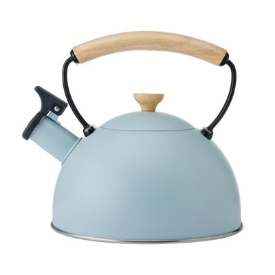 La Cafetière Whistling Kettle Sky Blue Colour With Heat Resistant Wooden Handle, - Image 4