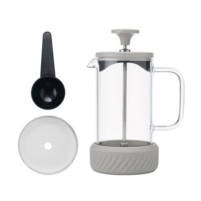 Rackhams Cream 'Zero' 3 Cup 'Latte' Cafetiere, Removable Base For Grounds, 350Ml - Glass - Image 4