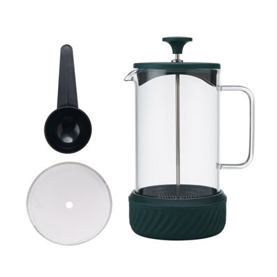 B&Q -  'zero' 8 Cup CafetiereGreen Stainless Steel No Mess French PressGlass BeakerGift Boxed1L
