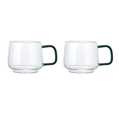 La Cafetière Clear Glass Mug Green Handle 275Ml Pack Of 2 from B&Q