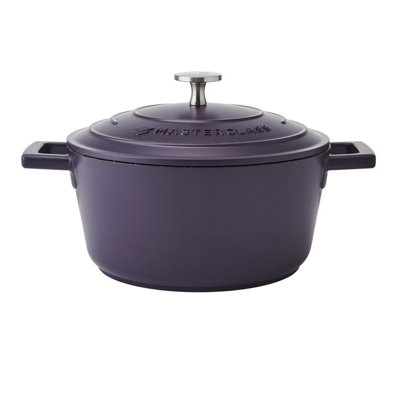 B&Q -  Small Cast Aluminium Casserole Dish2.5L Non-Stick Round Induction Hob To Oven DishPurpleGift Boxed20Cm