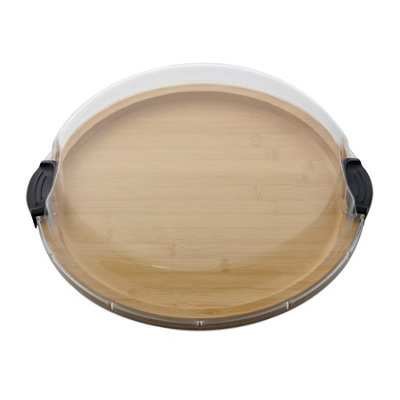 Farberware Build-A-Board Bamboo Lazy Susan, Round Snack Board With Clear Bpa-Free Lid Portable And Resuable, 35.5Cm