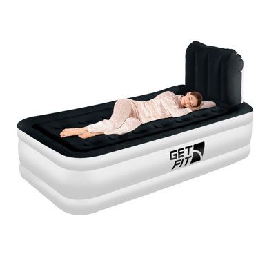 Getfit White/Black Get Fit Air Bed With Built In Electric Pump - Single Quick Blow Up Airbed & Inflatable Pillow - Elevated Air Mattress, Small