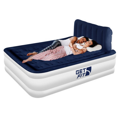 Getfit White Get Fit Air Bed With Built In Electric Pump - King Quick Blow Up Airbed & Inflatable Pillow - Elevated Air Mattress - /Navy Size 2