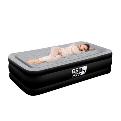 GETFIT Get Fit Air Bed With Built In Electric PumpSingle Size Blow Up Bed Free PillowElevated Inflatable Air MattressBlack/grey from B&Q