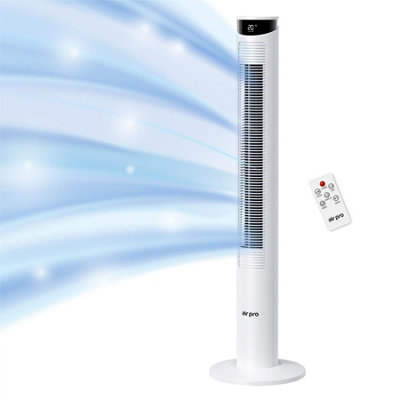 Air Pro Smart 46" Tower Fan Tall Oscillating Bladeless Fan With Remote 3 Speed Quiet Cooling Fan4 Modes12H TimerWhite from B&Q