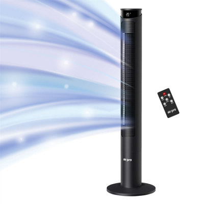 Air Pro Smart 46" Tower Fan Tall Oscillating Bladeless Fan With Remote 3 Speed Quiet Cooling Fan4 Modes 12H TimerBlack from B&Q