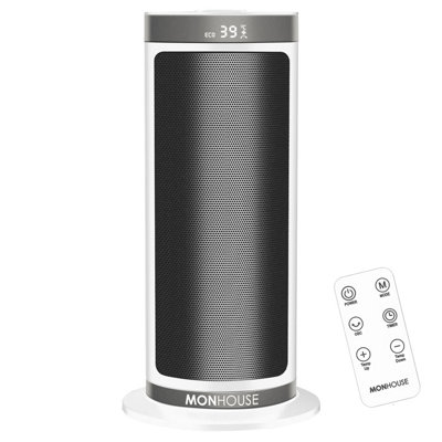 Monhouse Portable Electric Space HeaterEnergy Efficient Ptc Ceramic Heater120 Degree OscillationRemote Control1-12Hr Timer from B&Q