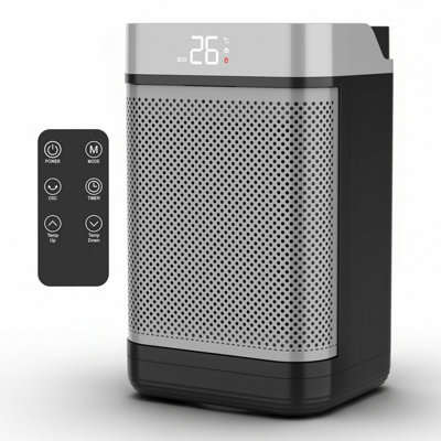 Air Pro Black And Grey Portable Electric Tower Space Heater With Led Display And Remote 1500W - Image 3