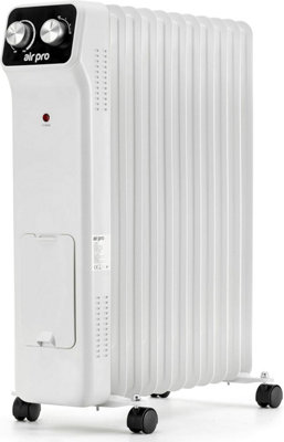 Air Pro Oil-Filled Electric Radiator 2500WAdjustable Thermostat3 Settings from B&Q