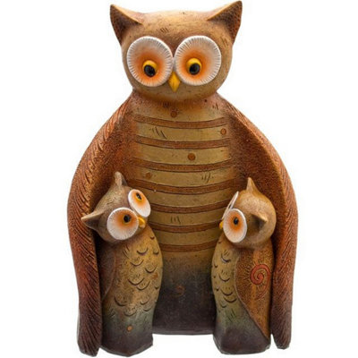 Something Different Owl Family Resin Ornament - Brown - Image 3